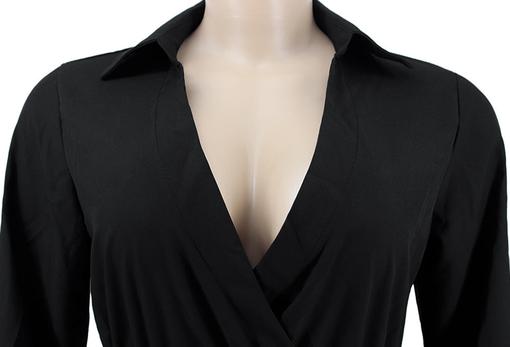 Women v-neck long sleeve dress 19