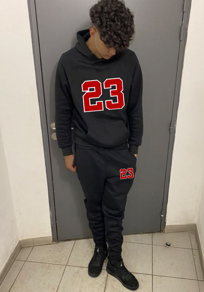 Spring And Winter Print Loose Men's Hoodies Pants Set