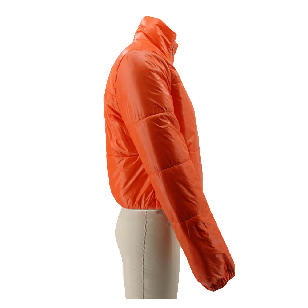 Women Solid Zipper Warm Padding Jacket 19