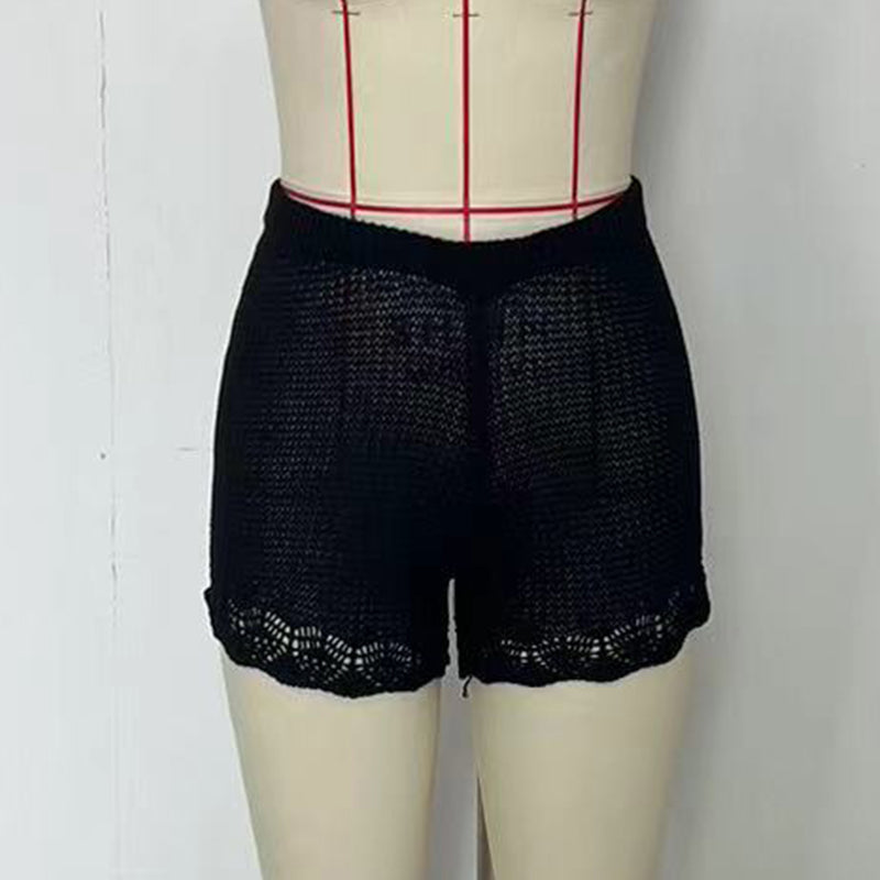 Fashion Women's Clothing Solid Color Knitted Holidays Beach Shorts 12