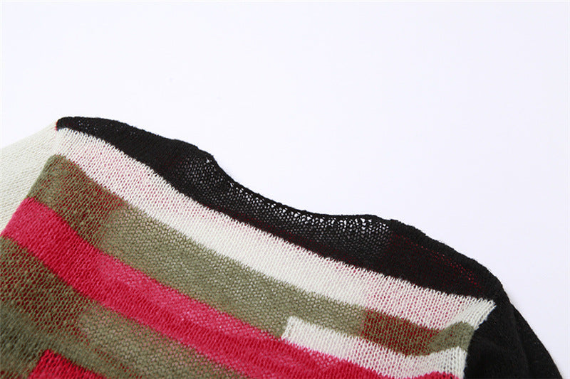 Autumn Women's Casual Contrast Color Knitting Round Neck Street Trendy Long Sleeve Tops For Women 14