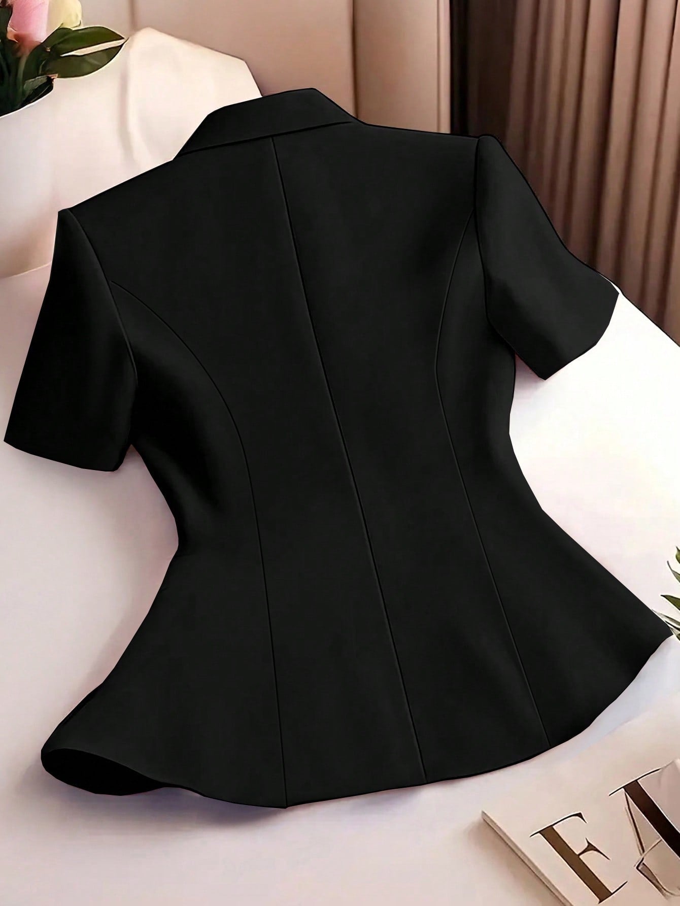 Women Solid Single-breasted Multi-button Turndown Collar Elegant Blazer 15