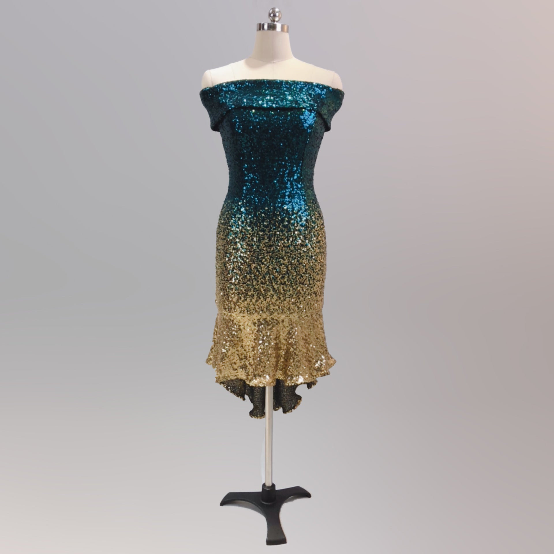 Wrapped See-Through L Gradient Sequins Bodycon Sexy Dress Wedding Formal Party Dress 20