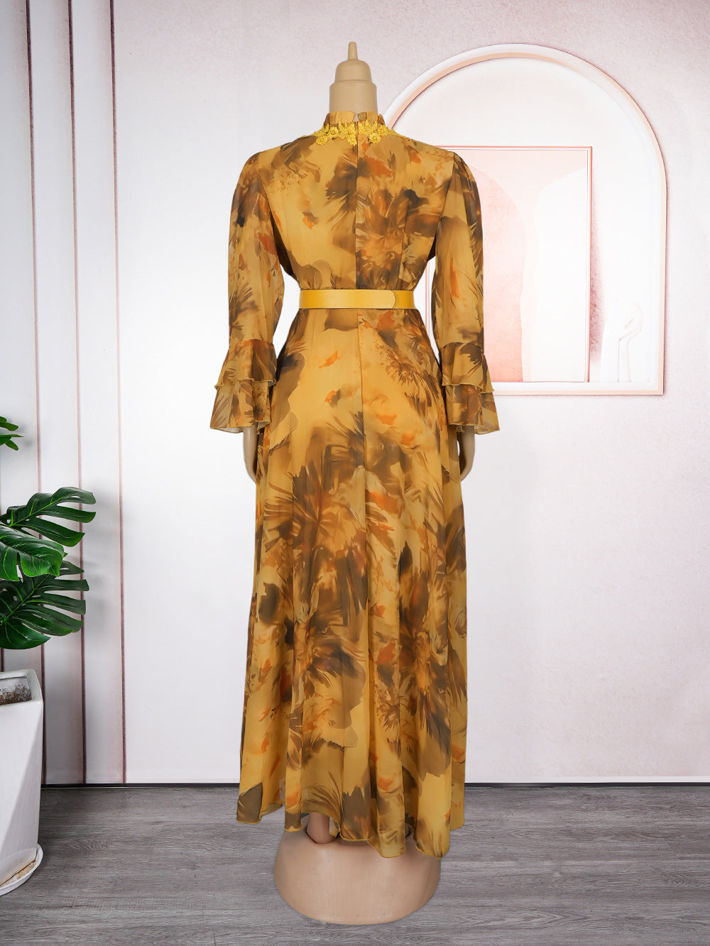 African Ruffled Printed Long DressFashionable Plus Size Wear for Women 9