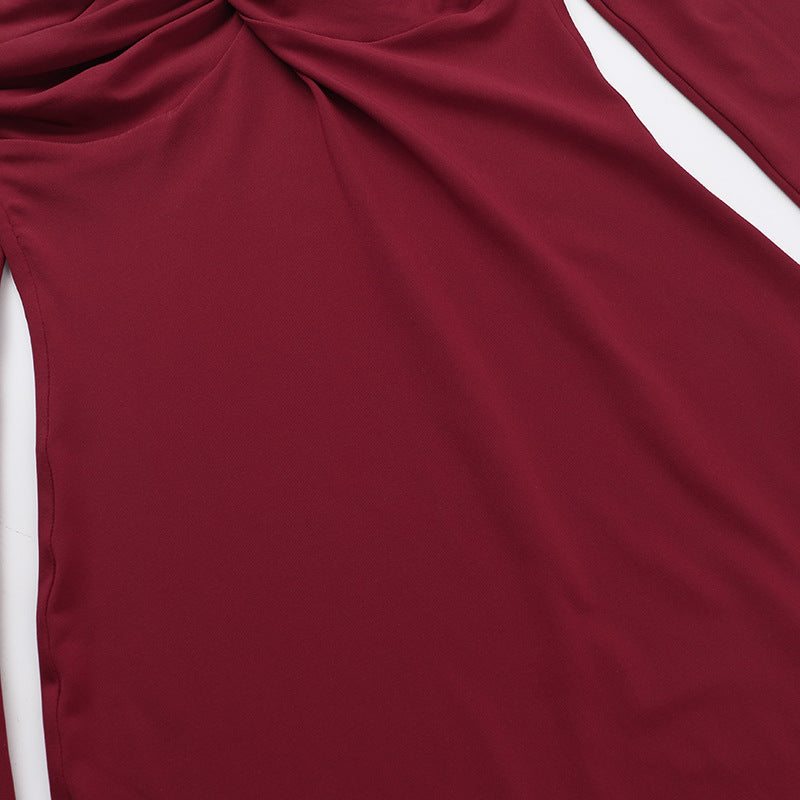 Spring Sexy Off Shoulder Low Back Long Sleeve Short Dress 11