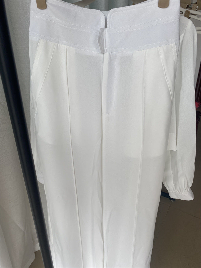 Women autumn long-sleeved Top and high-waisted wide-leg pants two-piece set 13