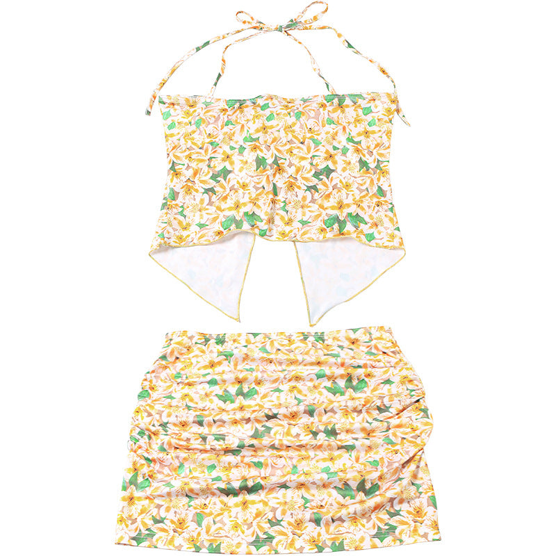 Spring Summer Women's Sexy Crop Halter Neck Top & Slim Mini Skirt Set 11