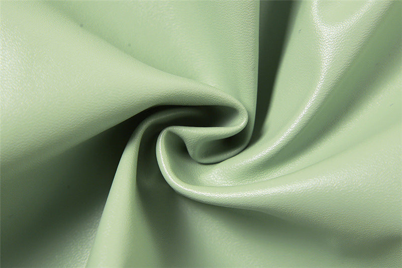 Women summer Slash Shoulder one shoulder Tank Top and straight trousers pu Leather two-piece set 13