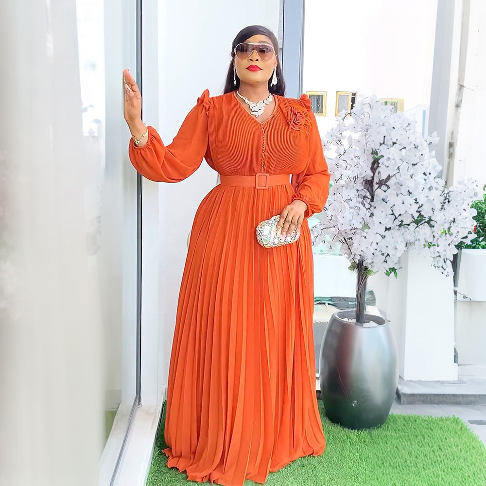 Plus Size Women Dubai Elegant Beaded African Dress 4