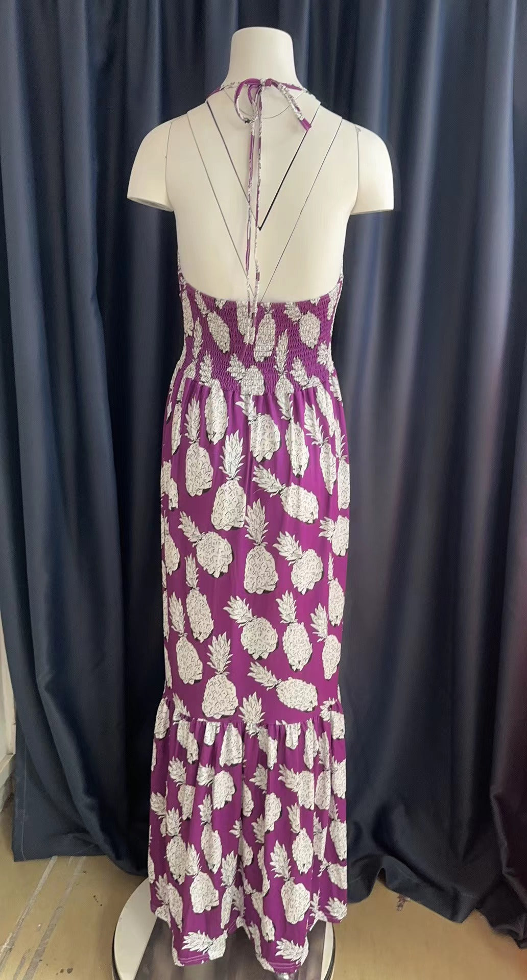 Halter Neck Strapless High Waist Printed Long Sexy Women's Dress 27