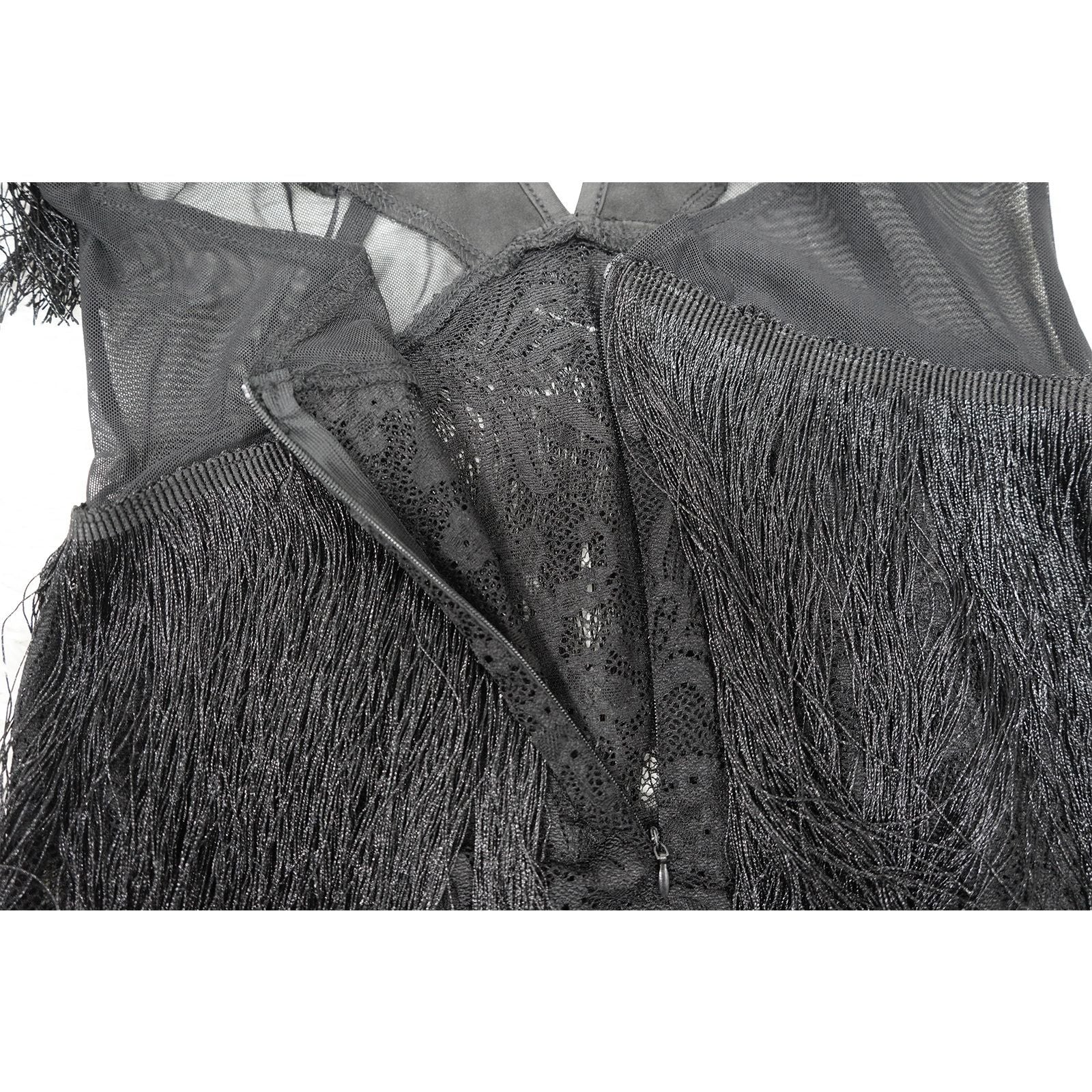 Summer Style Fashion Women's Sexy See Through Low Back Tassel Lace Dress 15