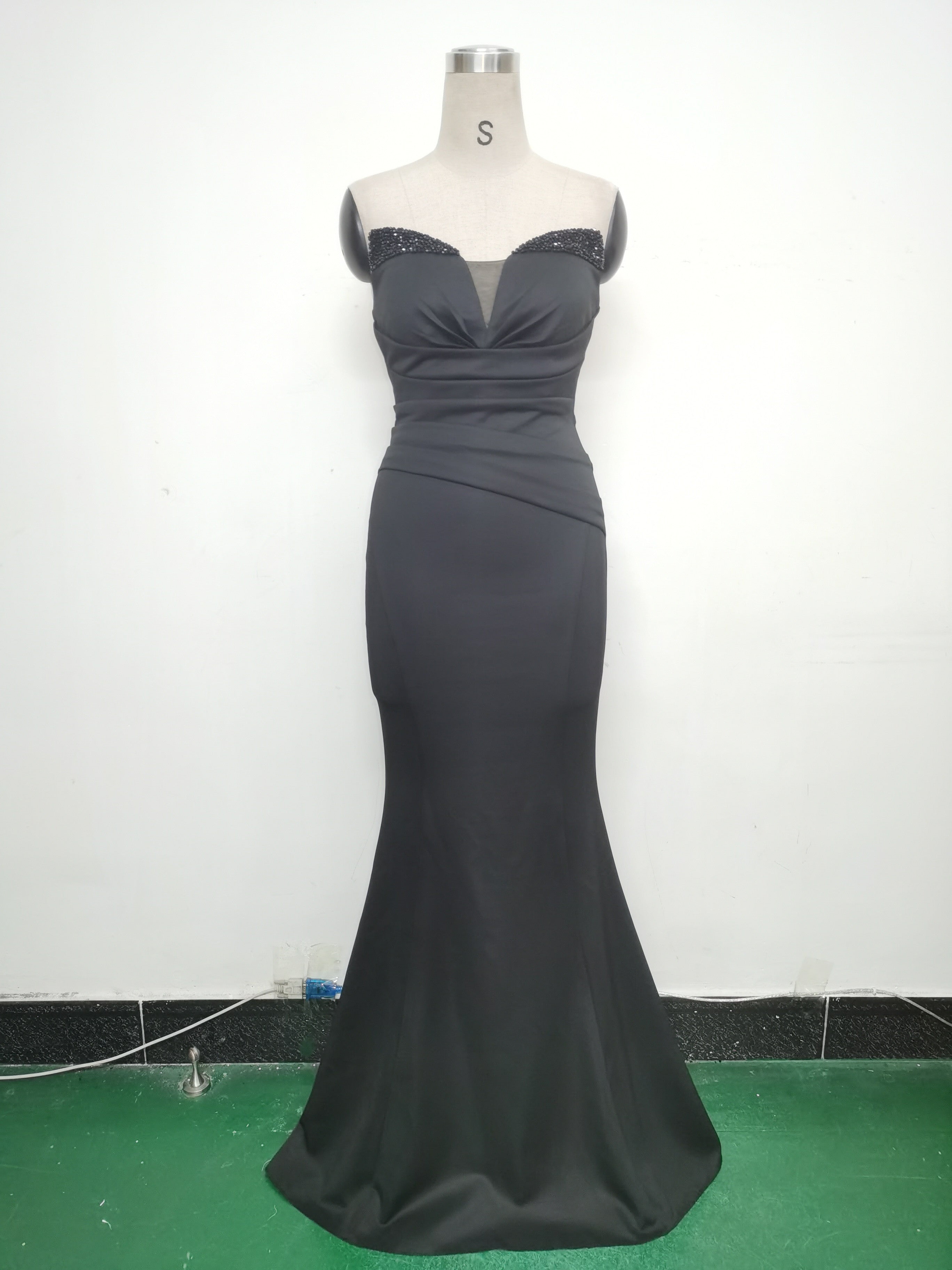 Women Satin Beaded Evening Dress 33