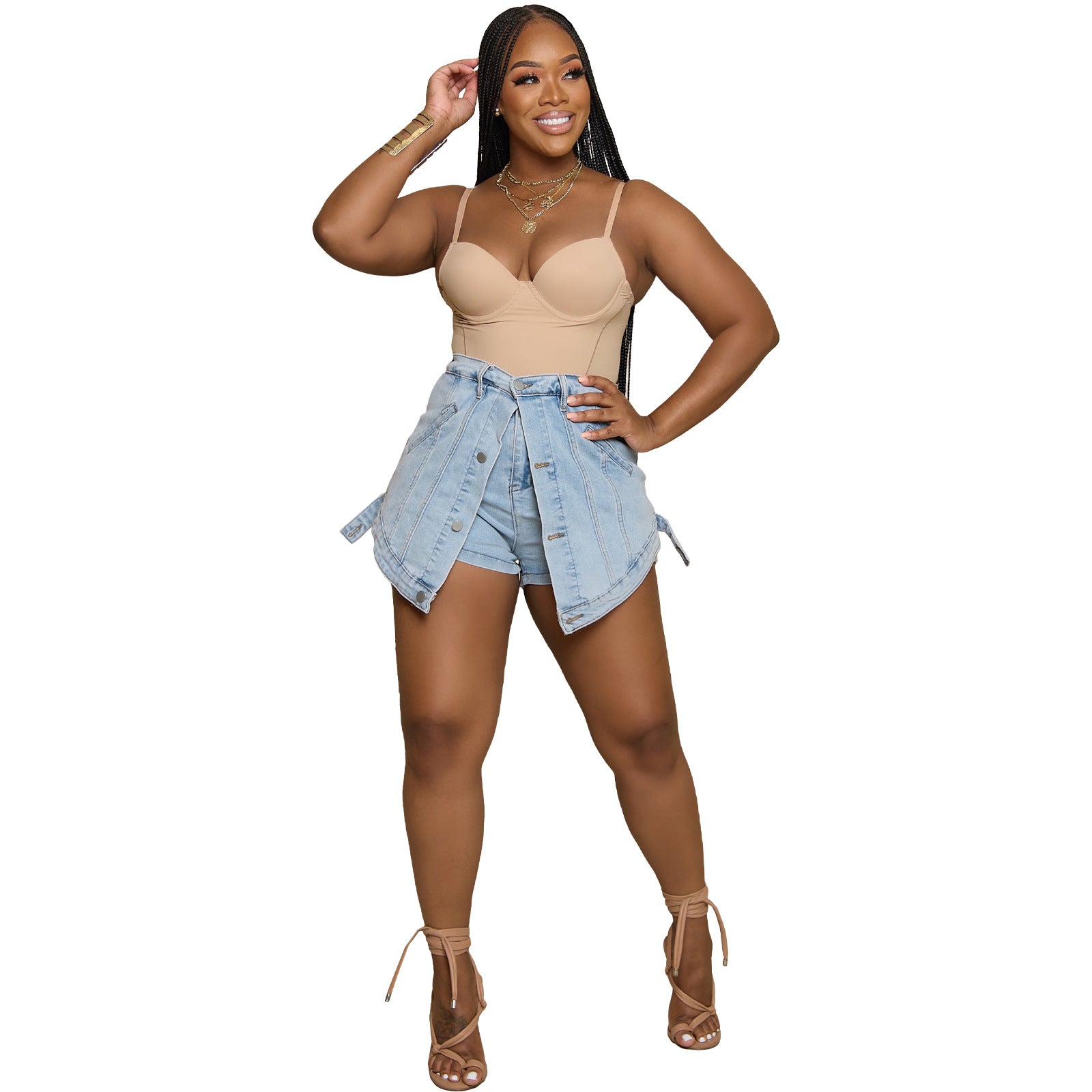 Women Button Denim Skirt 7