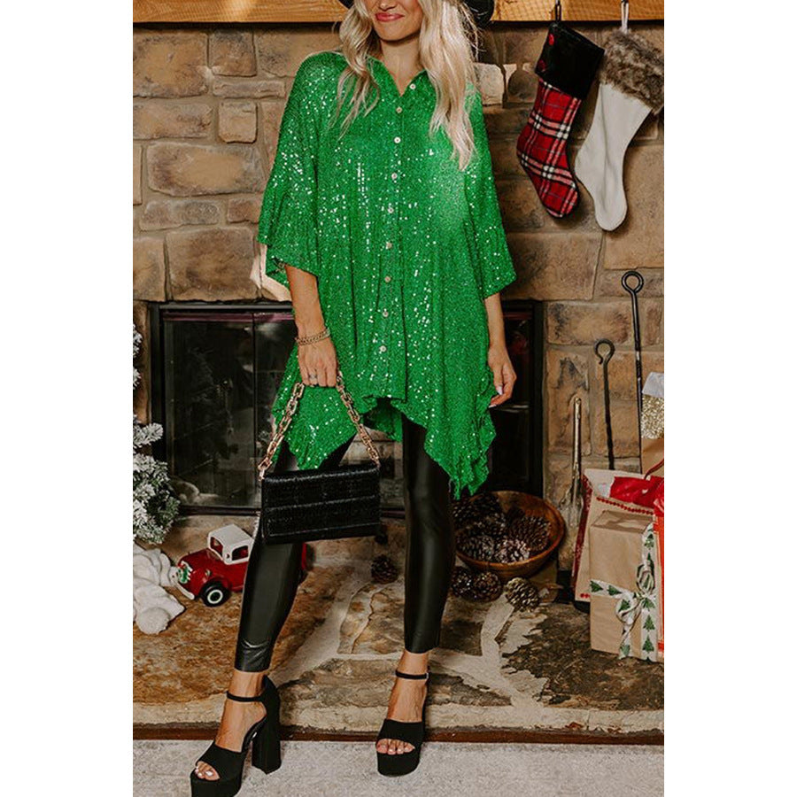 Women Christmas Half-Sleeve Sequin Shirt Party Loose Casual Women Top 6