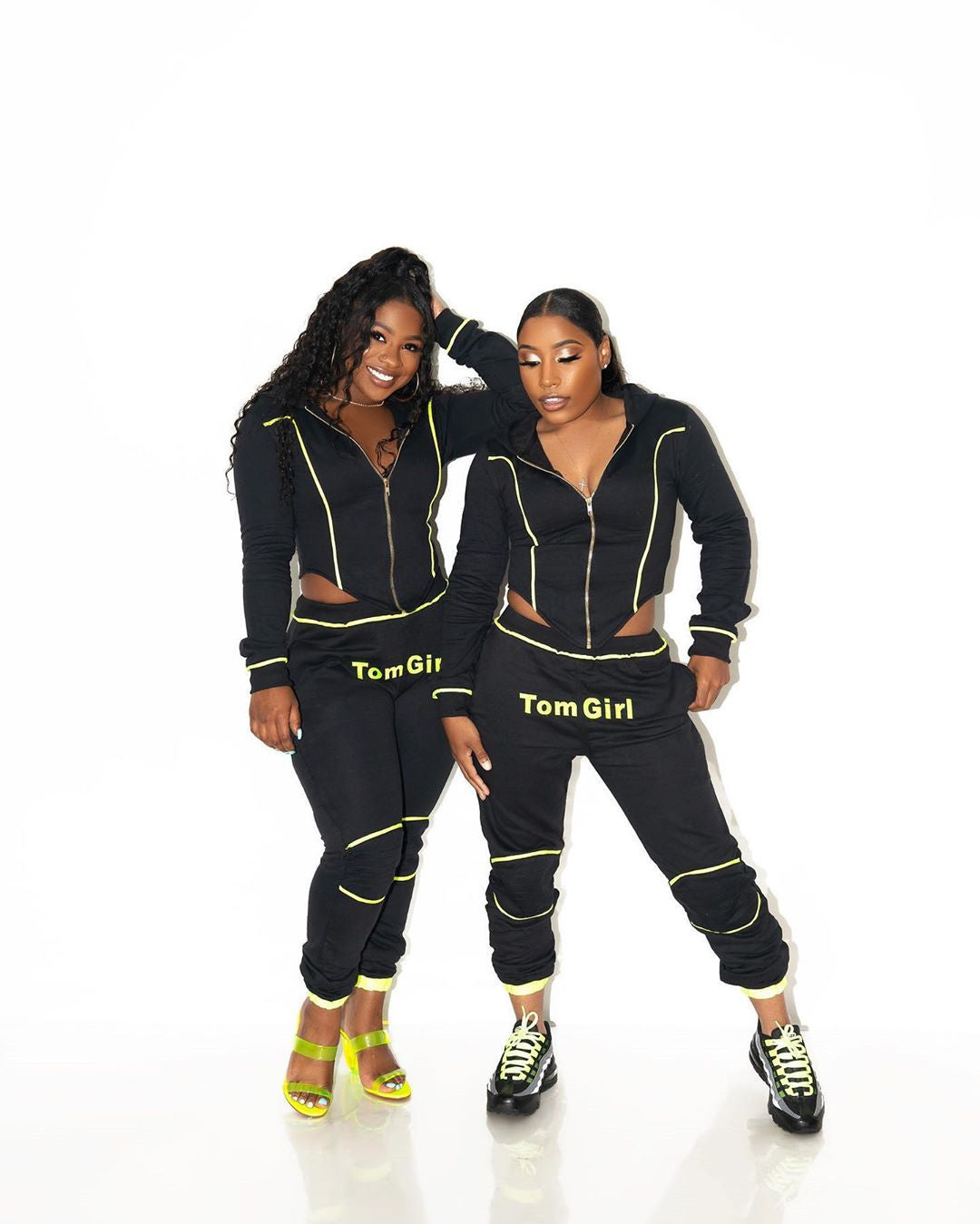 Women Casual Sports Zipper Hood Top and Pant Two-Piece Set 4