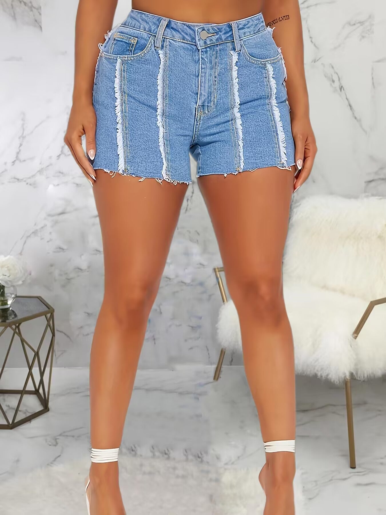 Plus Size Women Summer Tassel Stretch Denim Shorts 6