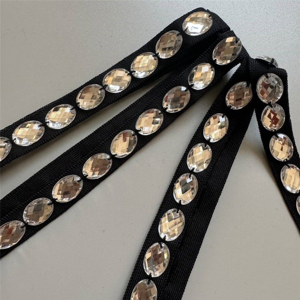 Rhinestone Fashion Formal Party Top Long Bandage Skirt Two-Piece Set 12