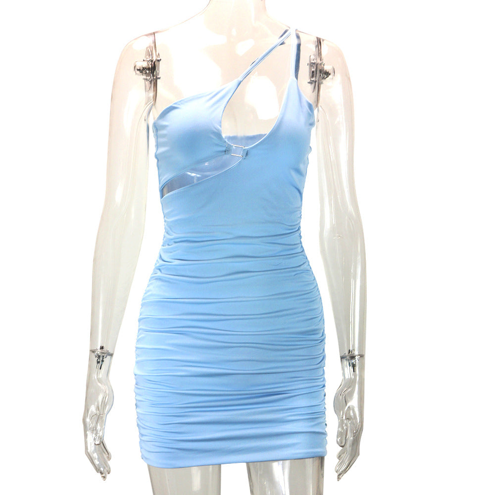 Women Summer Bodycon Sexy Suspender Slash Shoulder Dress 16