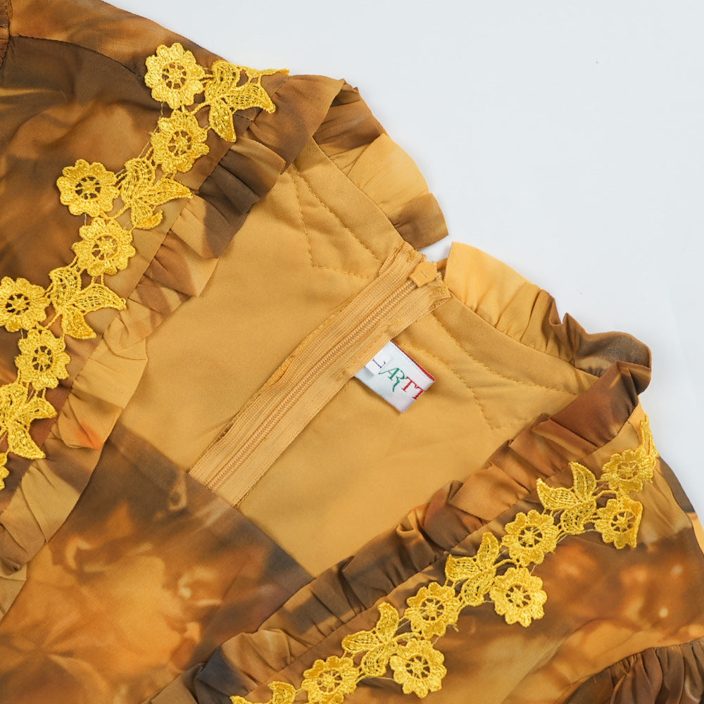 African Ruffled Printed Long DressFashionable Plus Size Wear for Women 11