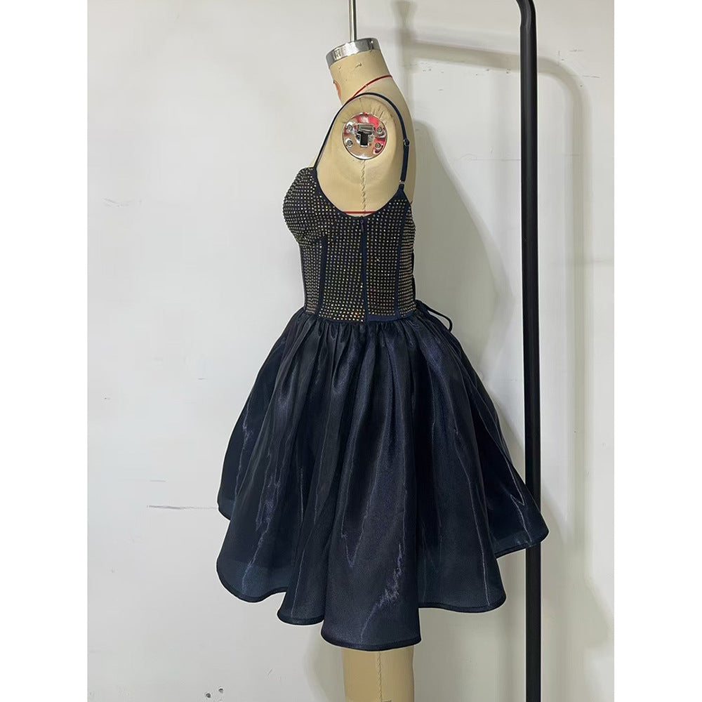 Women's Beaded Strap Ruffles Party Dress 10