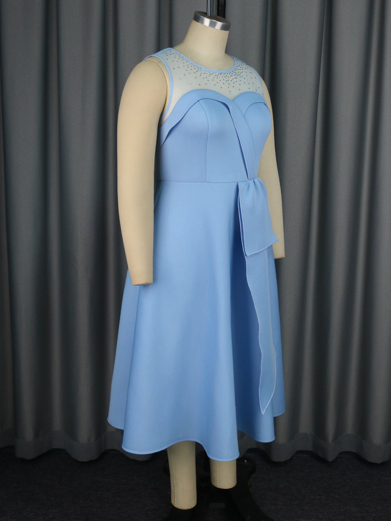 Diamond Mesh Patchwork Elegant A-Line Evening Dress 5