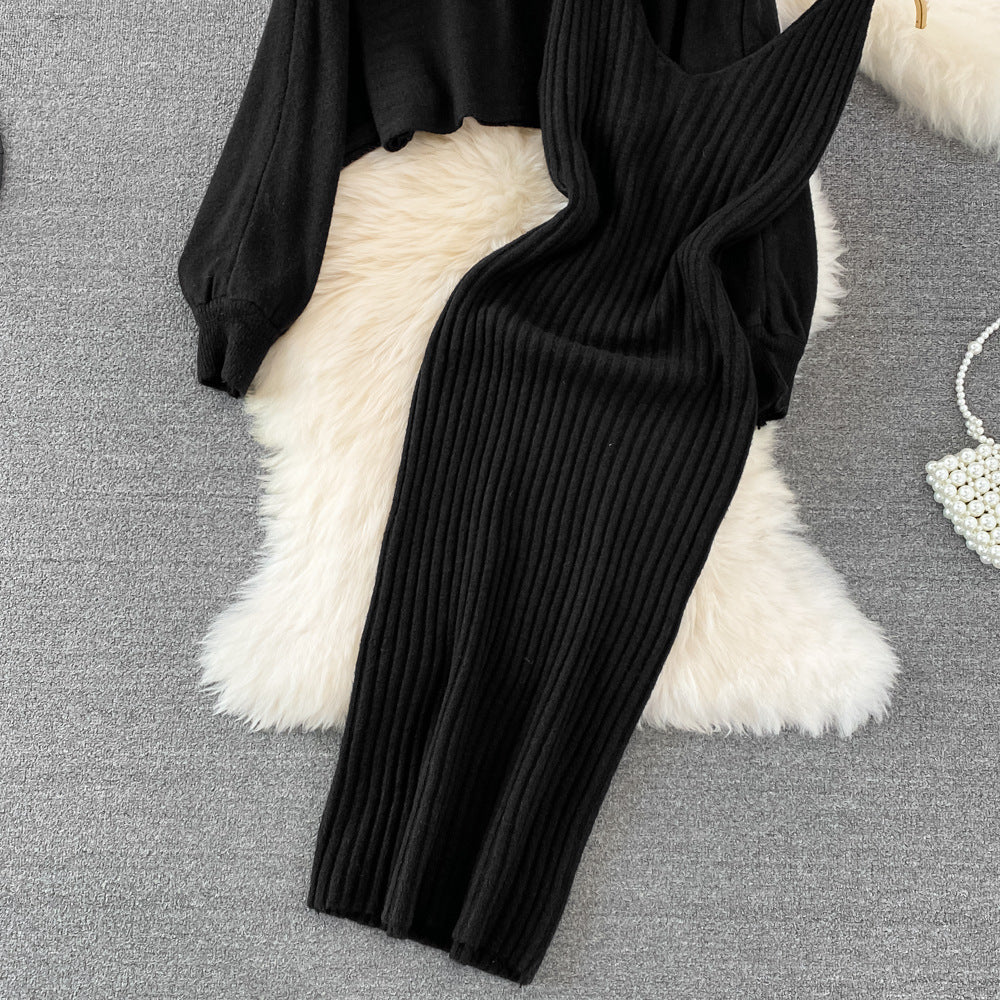 Autumn And Winter French Chic Beaded High-Waisted Sweater Dress Knitting Shirt Two-Piece Set 16