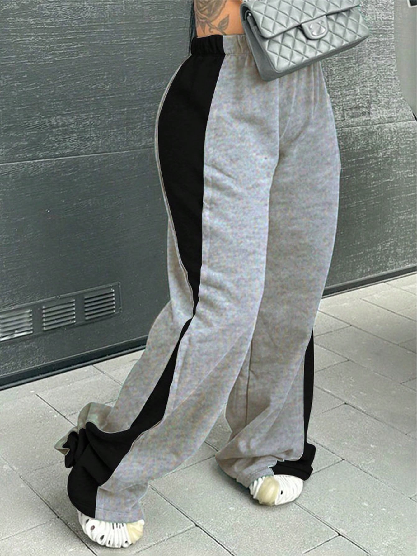 Women color-blocked straight wide-leg sweatpants 5