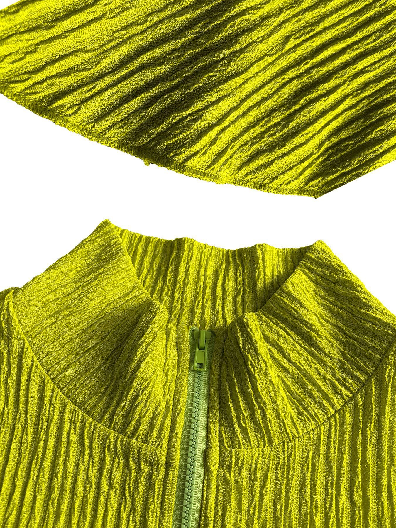 Women Solid Zippered Cropped Top Two-piece set with ruffled skirt 66