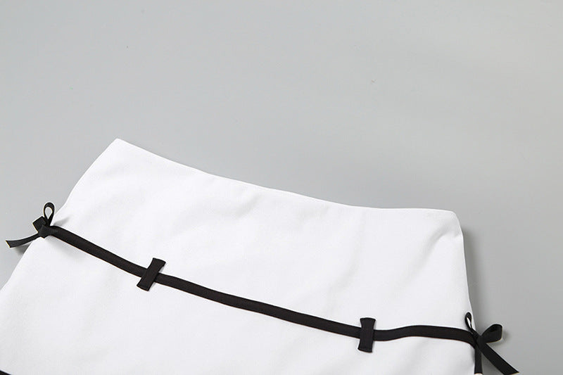 Women jacquard Lace-Up herringbone Strapless Top and Bodycon skirt two-piece set 17