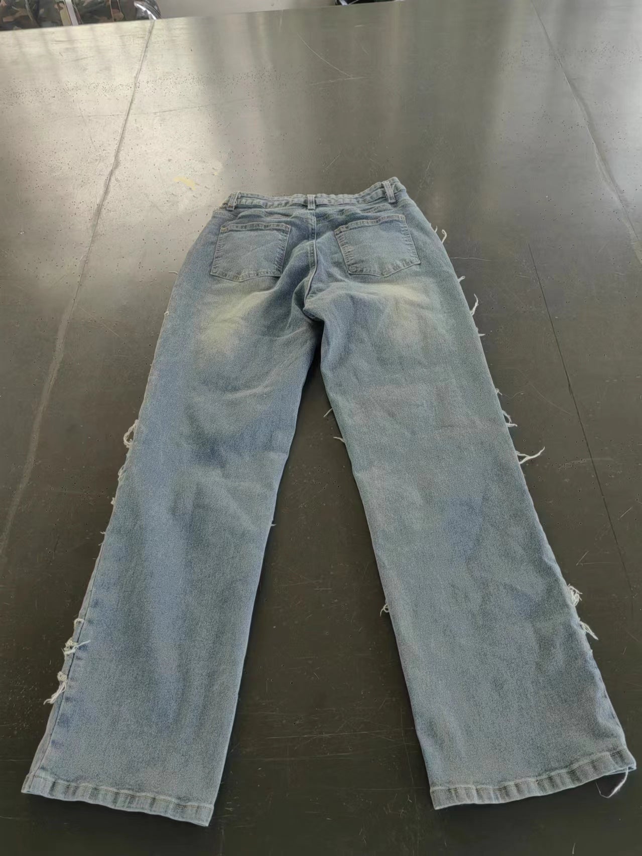 Summer Denim Ripped Straight Tassel Fashion Casual Denim Pants 8