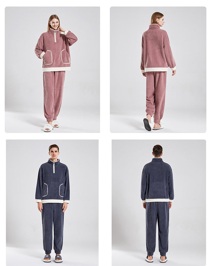 autumn and winter outdoor wear pullover couple home clothesvelvet pajamas for men and women 7