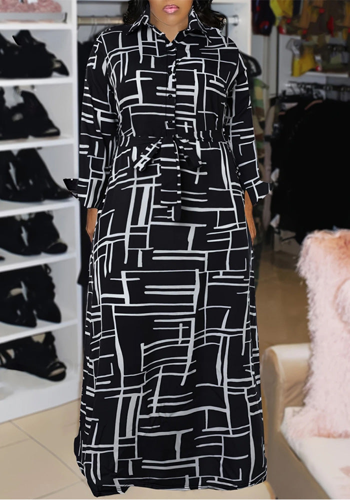 Plus Size Women Printed Shirt Dress