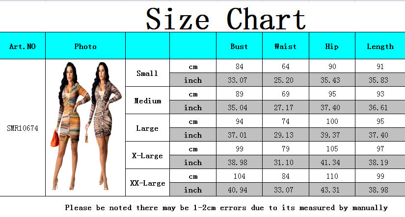 Sexy Fashion Printing Button Shirt Women's Dress 12