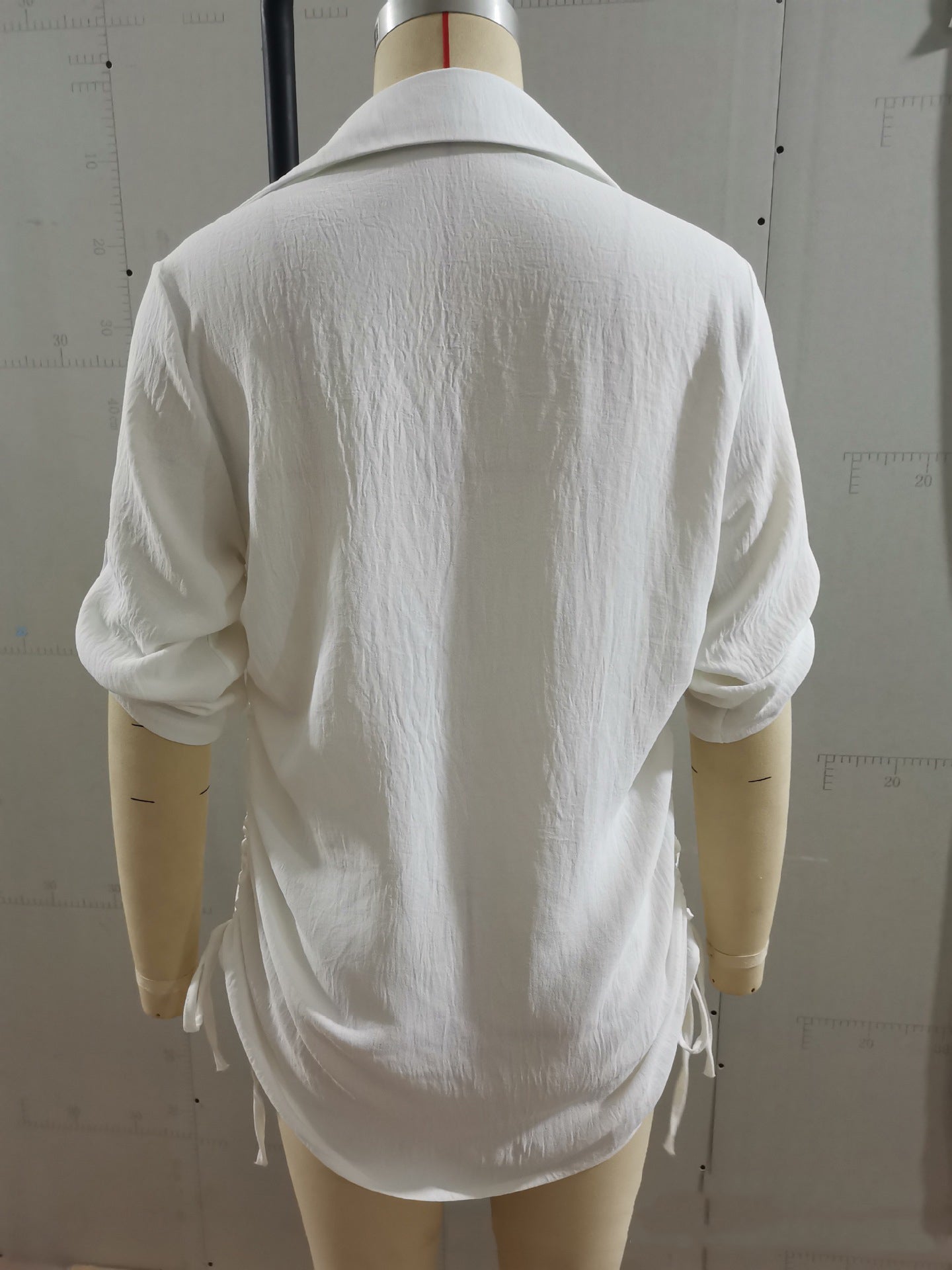 Women's Solid Color Drawstring Shirt Dress 16