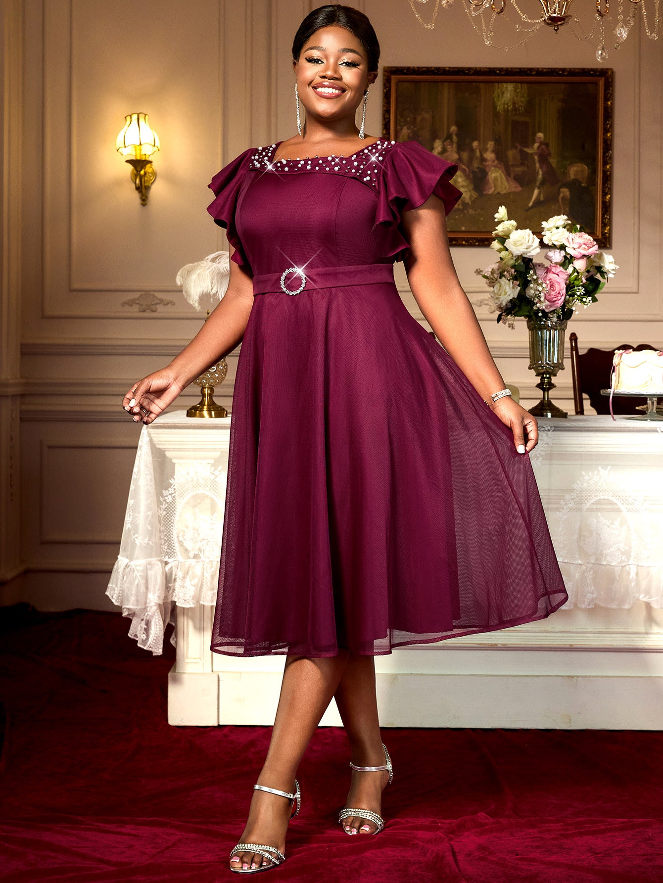 Plus Size Summer Puff Sleeves Ruffles Wedding Dress 10