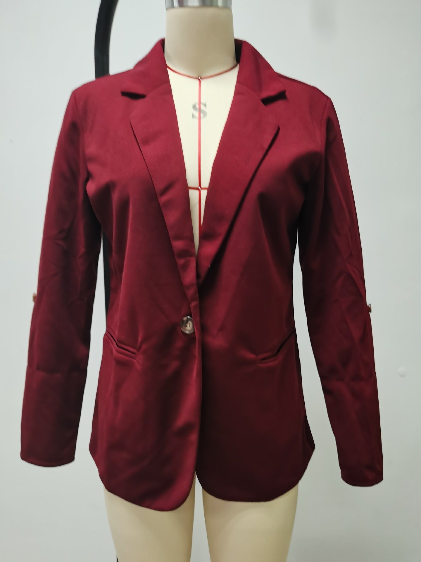 Autumn And Winter Fashion Patchwork Turndown Collar Slim Chic Blazer 22