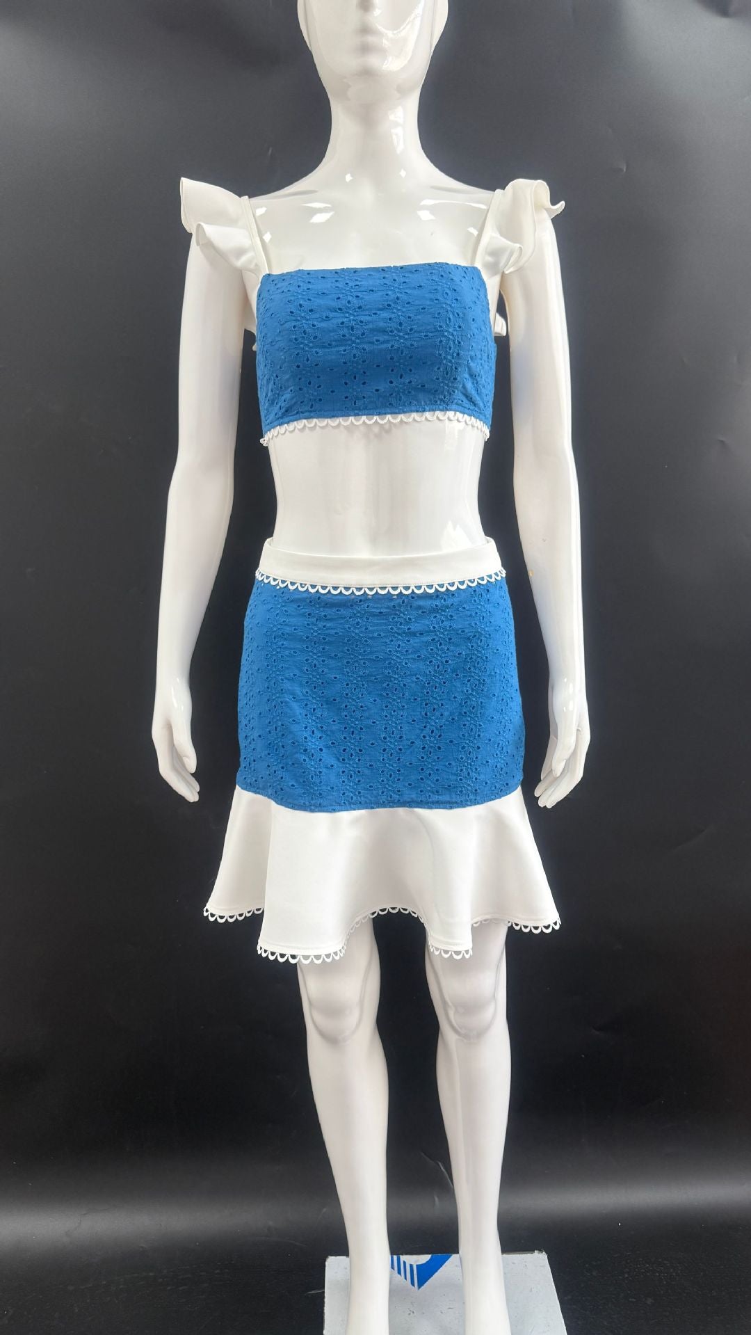 Women Ruffled Strap Top Skirt Two Piece Set 10