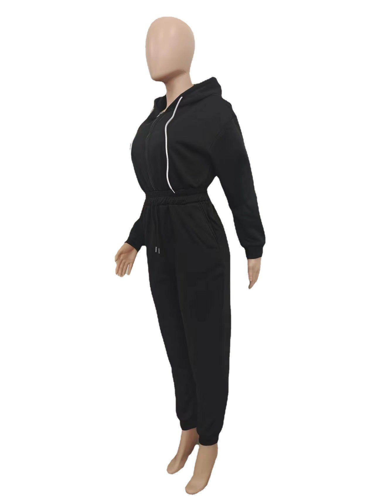 Sexy Women'S Hooded Solid Color Long Sleeve Casual Jumpsuit 20