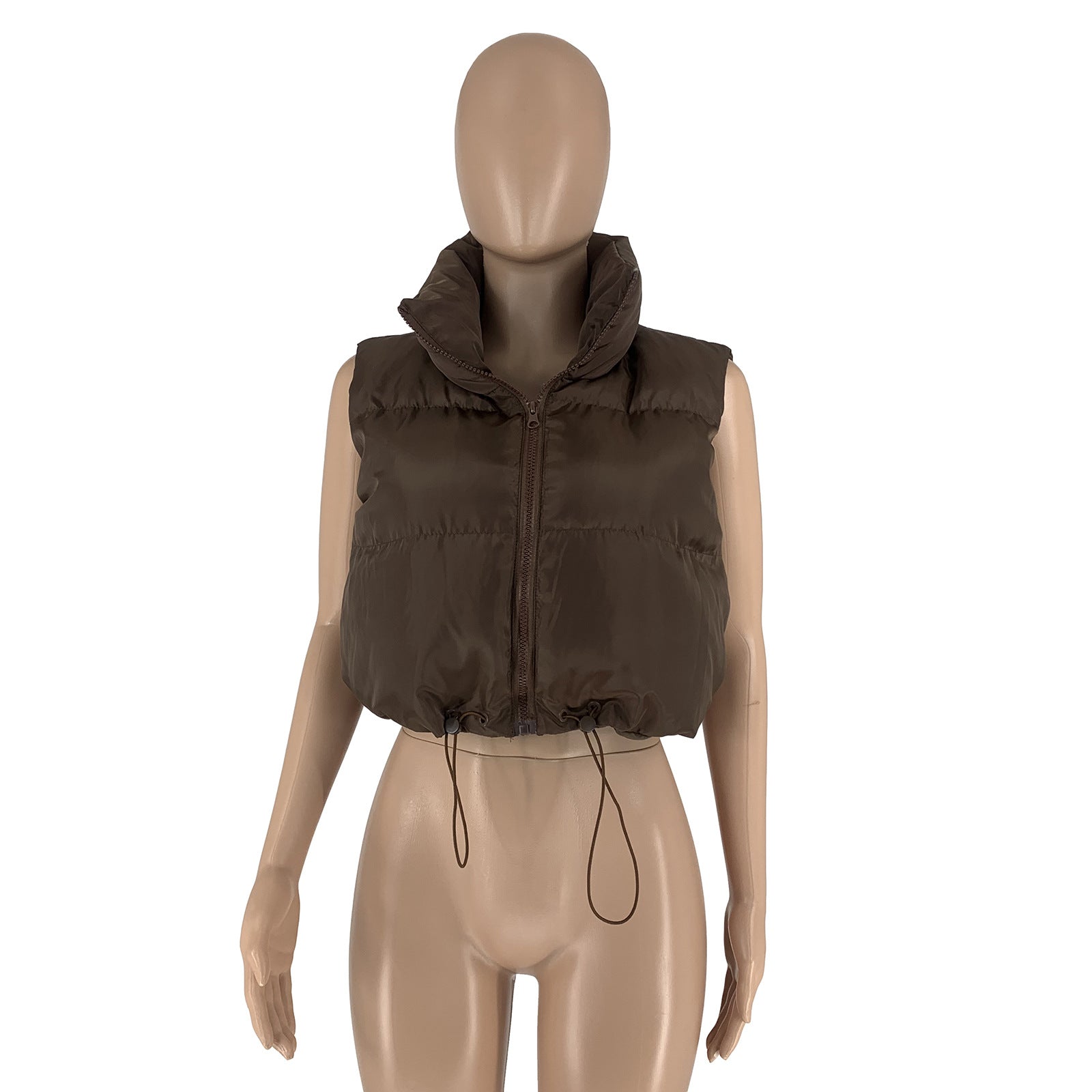 Women'S Winter Fashion Casual Solid Cotton Padded Vest Jacket 18