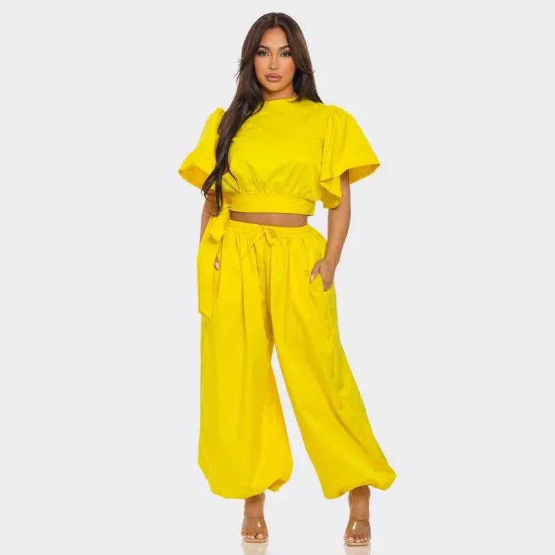 Women Lace-Up Top and Pant two-piece set 7