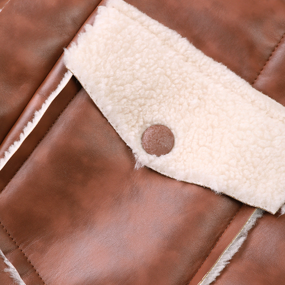 Winter Color Matching Lambswool Fur Trend Coat 9