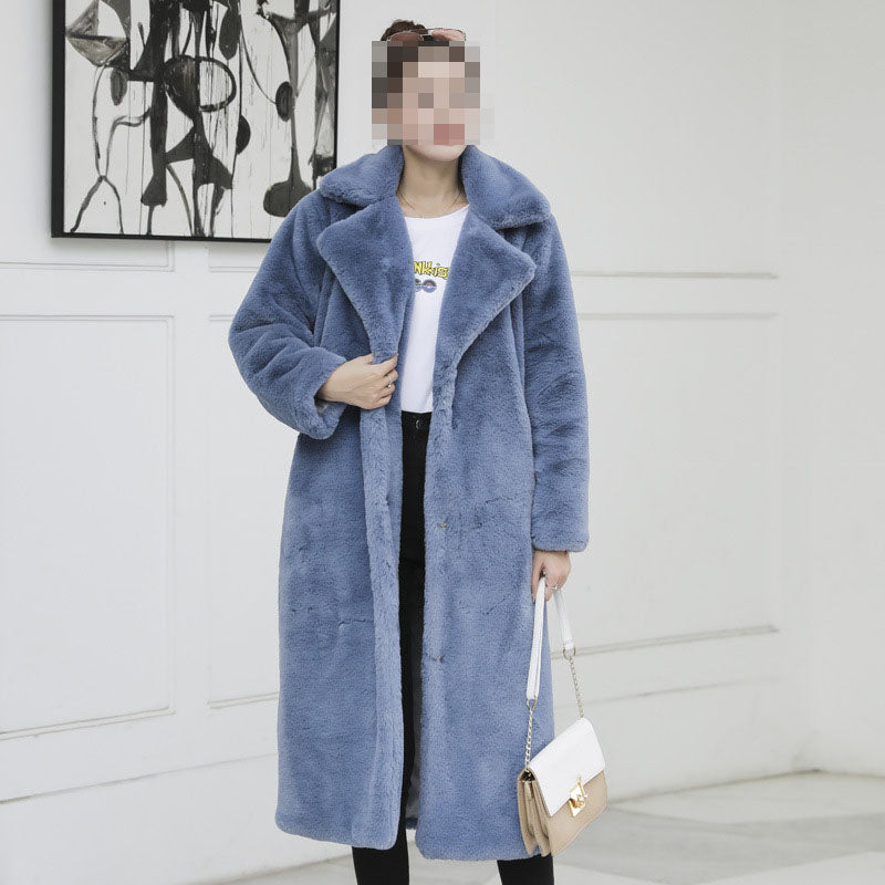 Winter Fashion Solid Fur Long Coat Women Cotton Pad Warm Fur Coat 18