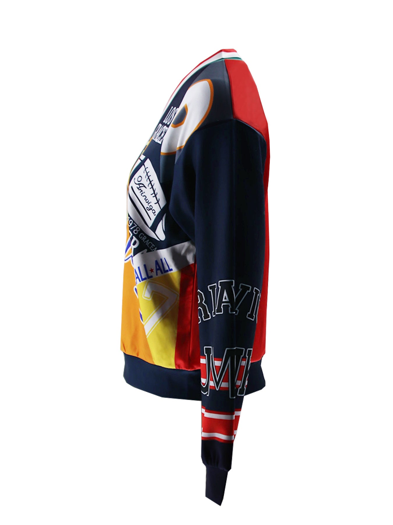 Women Casual V-Neck Patchwork Contrast Letter Print Loose Top 8