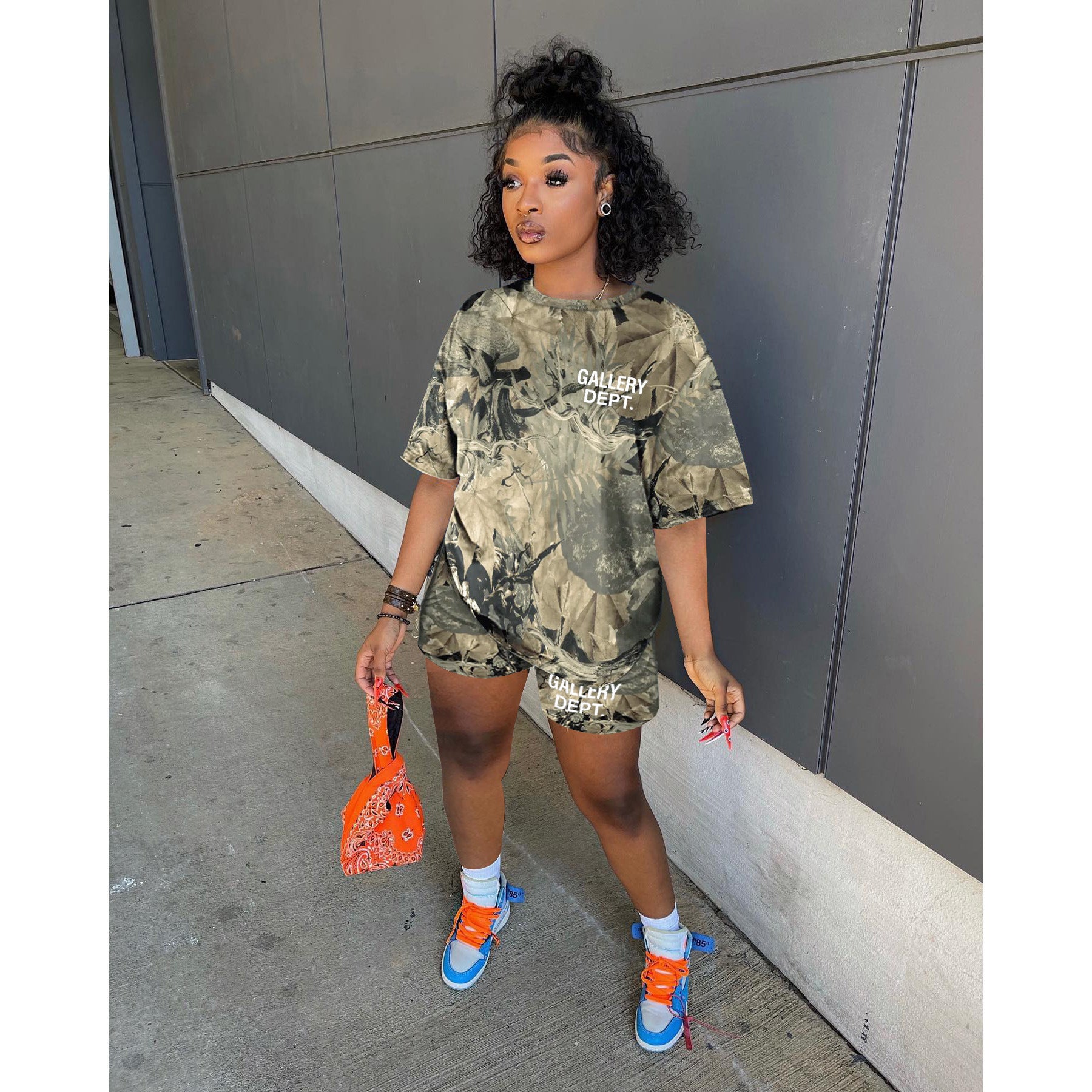 Summer Casual Round Neck Loose Sporty Two Piece Shorts Set 7