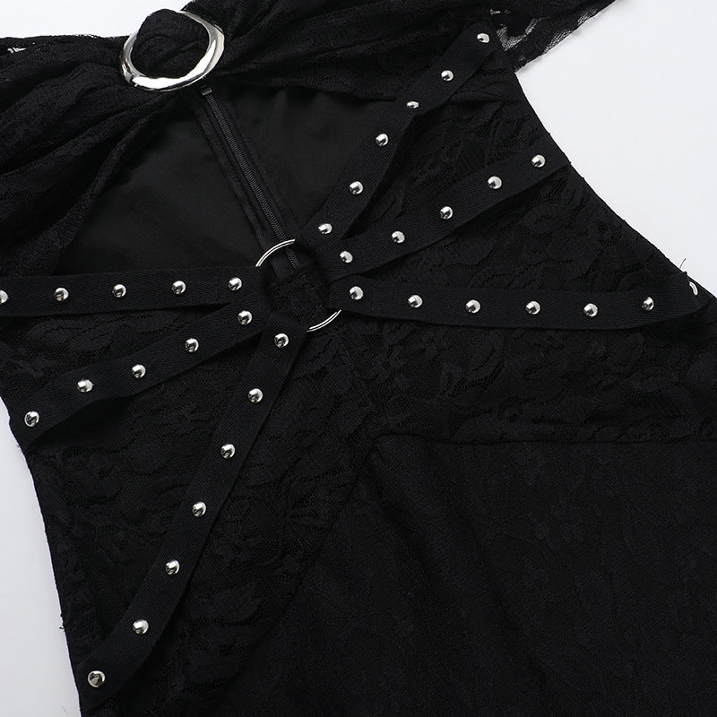 Spring Slim Off Shoulder Hollow Ring Strap Bodycon Dress 14