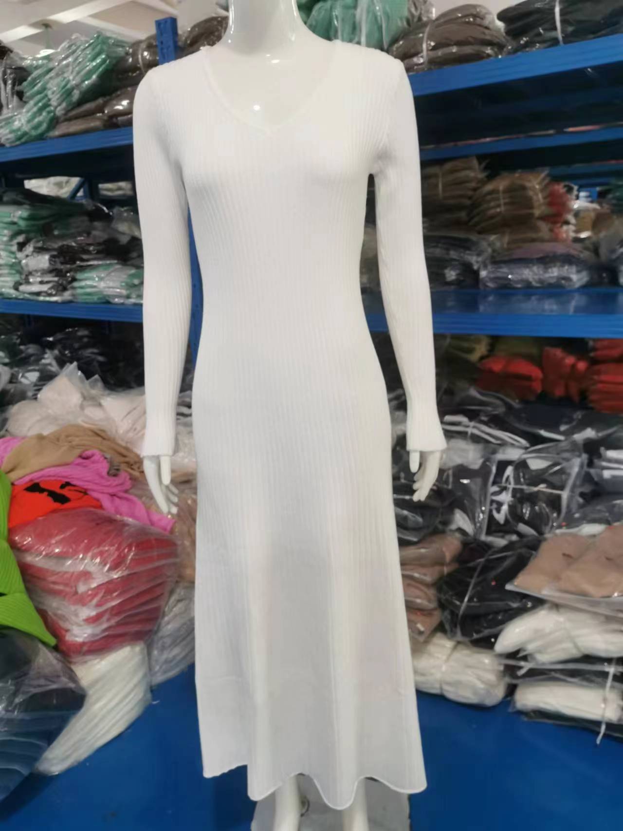 Women Bell Bottom Ribbed Knitting Dress 15