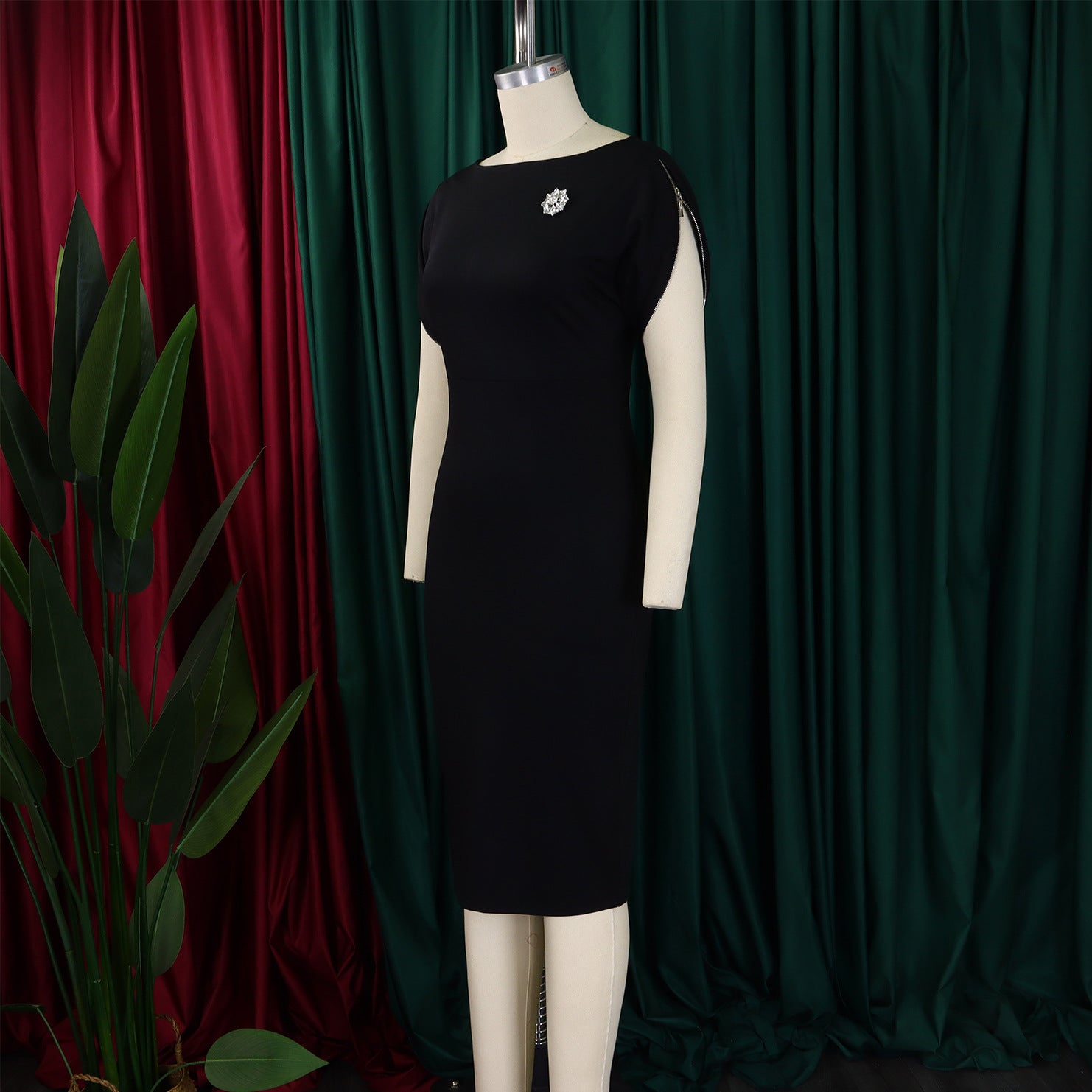 Plus Size African Round-Neck Short-Sleeve Chic Elegant Ol Bodycon Dress 19