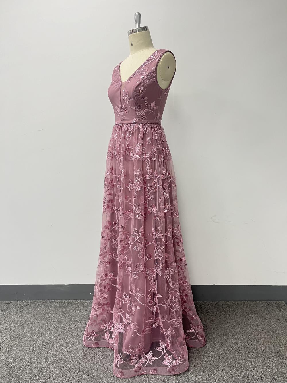 Women sleeveless double v-neck mesh print zipper dress 11