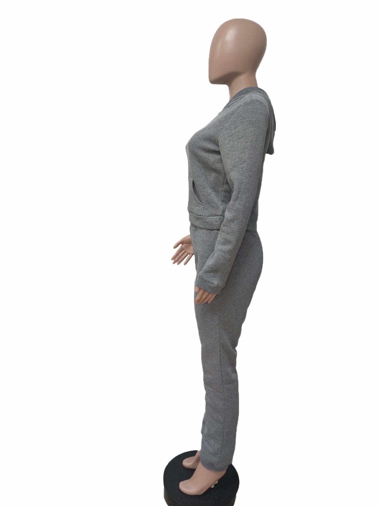 Women Fall/Winter Solid Hoodies and Pant Sport Two-Piece Set 31