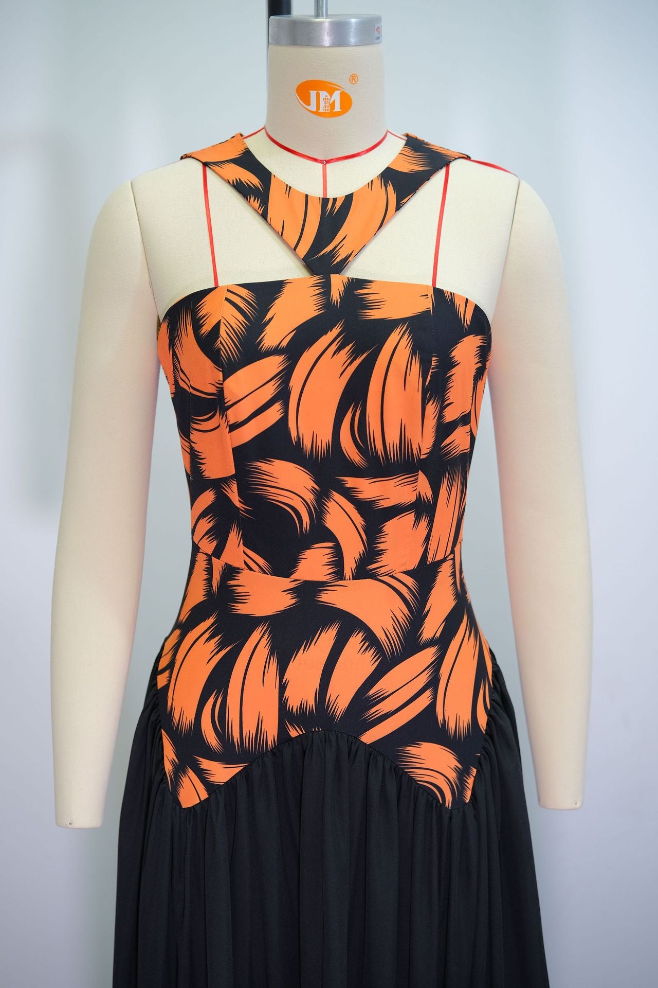 Women summer v-neck sleeveless printed pleated dress 9